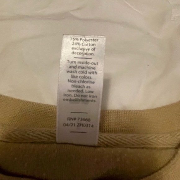 Women’s Small Arkansas Sweatshirt. Tan with black sewn on letters. - Picture 4 of 4